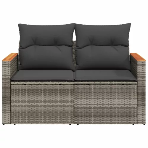  2 személyes szürke polyrattan kerti kanapé párnával