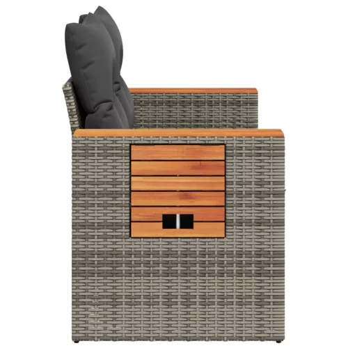  2 személyes szürke polyrattan kerti kanapé párnával