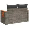  2 személyes szürke polyrattan kerti kanapé párnával