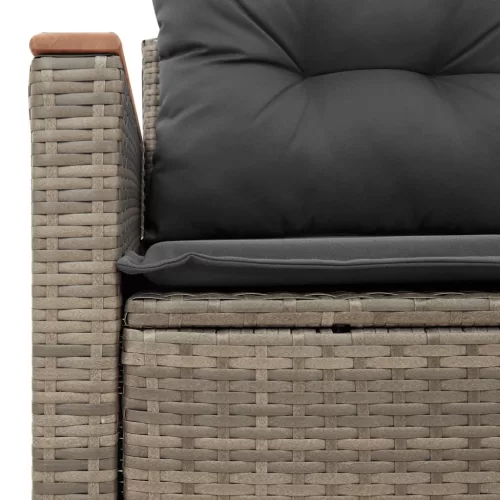  2 személyes szürke polyrattan kerti kanapé párnával