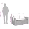  2 személyes szürke polyrattan kerti kanapé párnával