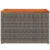  2 db szürke polyrattan és tömör fa kerti kisasztal 55x34x37 cm