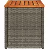  2 db szürke polyrattan és tömör fa kerti kisasztal 55x34x37 cm
