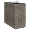  szürke polyrattan kerti kisasztal üveg lappal 58 x 27,5 x 55 cm