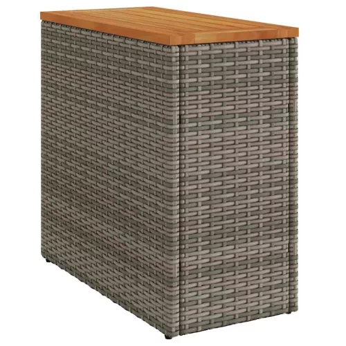  szürke polyrattan falapos kerti kisasztal 58 x 27,5 x 55 cm