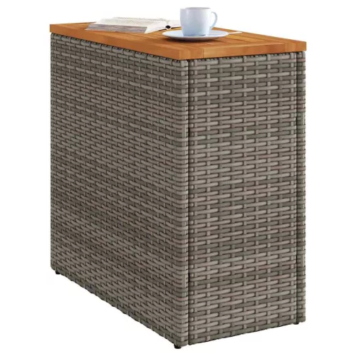  szürke polyrattan falapos kerti kisasztal 58 x 27,5 x 55 cm