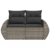  2 személyes szürke polyrattan kerti kanapé párnával