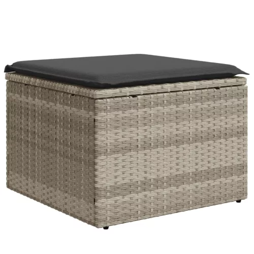  világosszürke polyrattan kerti szék párnával 55 x 55 x 37 cm