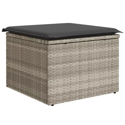  világosszürke polyrattan kerti szék párnával 55 x 55 x 37 cm