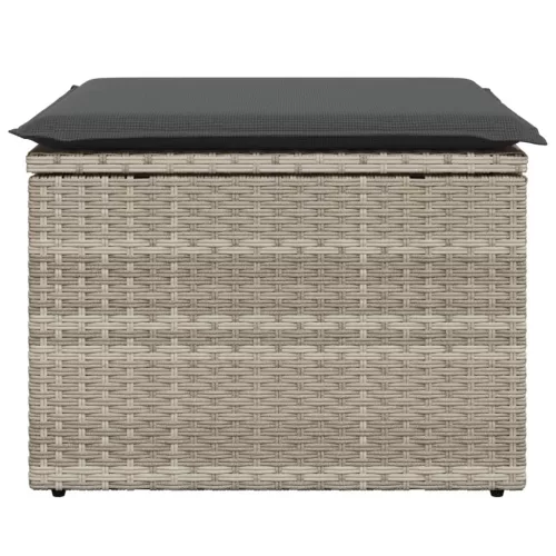  világosszürke polyrattan kerti szék párnával 55 x 55 x 37 cm