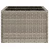  világosszürke polyrattan üveglapos kerti asztal 55x55x37 cm