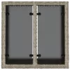  világosszürke polyrattan üveglapos kerti asztal 55x55x37 cm