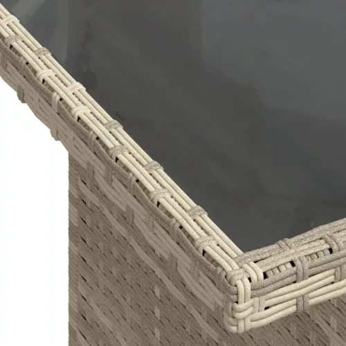  szürke polyrattan üveglapos kerti asztal 100x55x73 cm