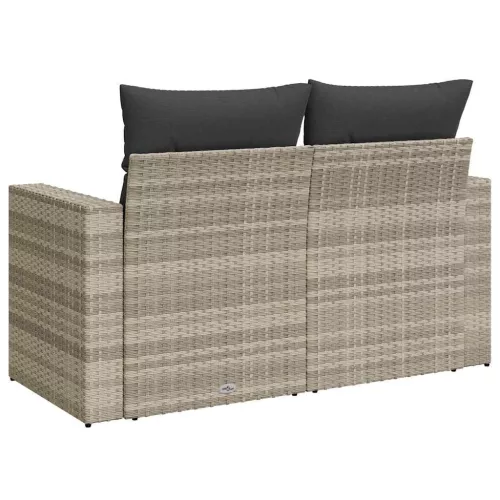  2 személyes világosszürke polyrattan kerti kanapé párnával