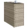 világosszürke polyrattan kerti kisasztal üveg lappal58x27,5x55cm