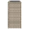 világosszürke polyrattan kerti kisasztal üveg lappal58x27,5x55cm