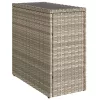 világosszürke polyrattan kerti kisasztal üveg lappal58x27,5x55cm
