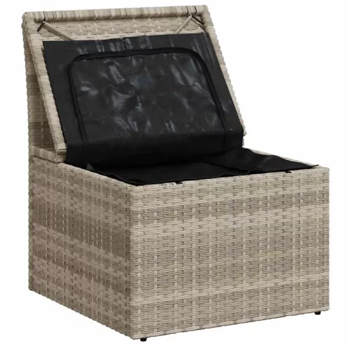  világosszürke polyrattan karfa nélküli kerti kanapé párnával