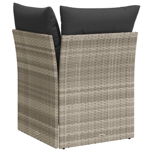  világosszürke polyrattan kerti sarokkanapé párnával