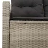  2 személyes világosszürke polyrattan kerti kanapé párnával