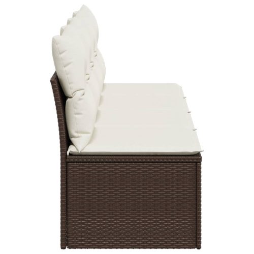  4 személyes barna polyrattan kerti kanapé párnával