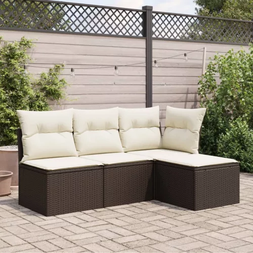  barna polyrattan kerti szék párnával 55 x 55 x 37 cm