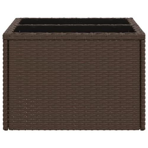  barna polyrattan üveglapos kerti asztal 55 x 55 x 37 cm