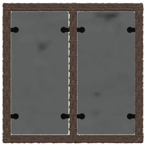  barna polyrattan üveglapos kerti asztal 55 x 55 x 37 cm