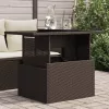  barna polyrattan üveglapos kerti asztal 100 x 55 x 73 cm