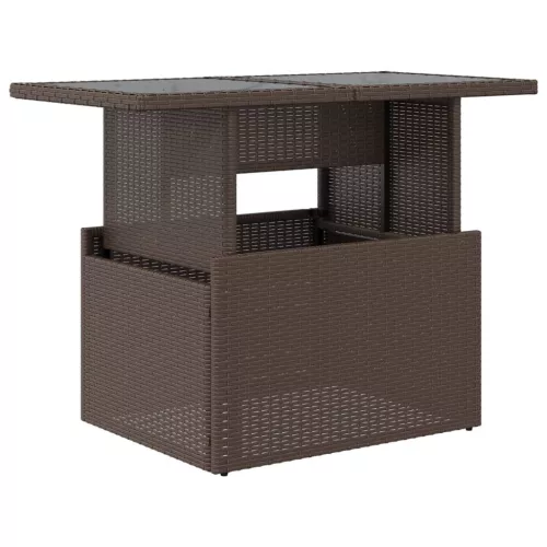  barna polyrattan üveglapos kerti asztal 100 x 55 x 73 cm