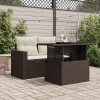  barna polyrattan üveglapos kerti asztal 100 x 55 x 73 cm