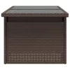  barna polyrattan üveglapos kerti asztal 100 x 55 x 73 cm