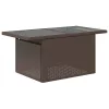  barna polyrattan üveglapos kerti asztal 100 x 55 x 73 cm