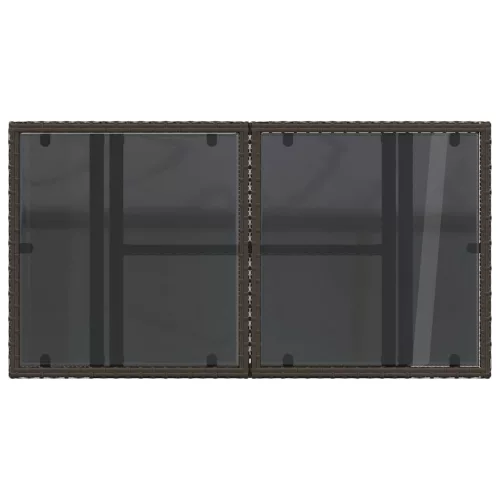 barna polyrattan üveglapos kerti asztal 100 x 55 x 73 cm