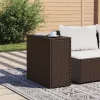  barna polyrattan kerti kisasztal üveg lappal 58 x 27,5 x 55 cm