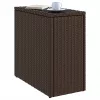  barna polyrattan kerti kisasztal üveg lappal 58 x 27,5 x 55 cm