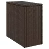  barna polyrattan kerti kisasztal üveg lappal 58 x 27,5 x 55 cm
