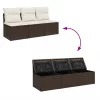  3 személyes barna polyrattan kerti kanapé párnával
