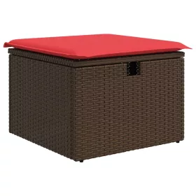 barna polyrattan kerti ülőke párnával 55 x 55 x 37 cm