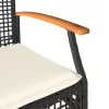  2 db fekete polyrattan és akácfa kerti szék párnákkal