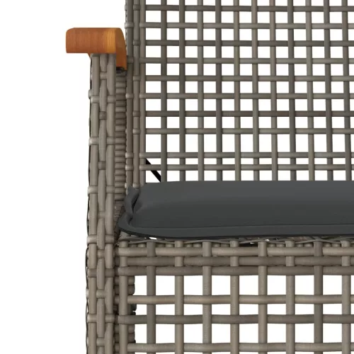  4 db szürke polyrattan és akácfa kerti szék párnákkal