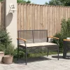  fekete polyrattan és akácfa kerti pad párnával