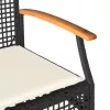  fekete polyrattan és akácfa kerti pad párnával