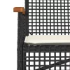  fekete polyrattan és akácfa kerti pad párnával