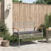 szürke polyrattan és akácfa kerti pad párnával
