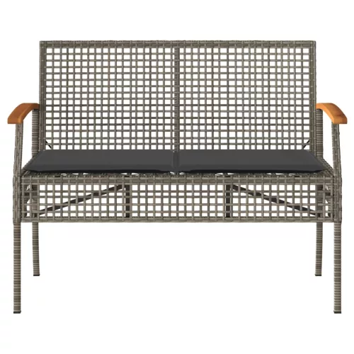  szürke polyrattan és akácfa kerti pad párnával