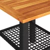  fekete polyrattan és akácfa kerti asztal 40 x 40 x 42 cm