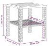  fekete polyrattan és akácfa kerti asztal 40 x 40 x 42 cm