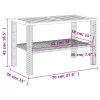  szürke polyrattan és akácfa kerti asztal 70 x 38 x 42 cm