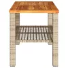  bézs polyrattan és akácfa kerti asztal 70 x 38 x 42 cm